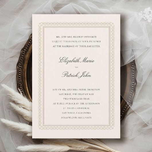 Invitation Mariage Élégant Classique Moderne Crème Formel