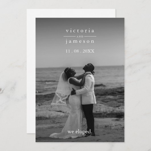 Invitation Mariage élégant classique moderne juste élopé (Devant / Derrière)