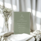 Invitation Mariage Élégant Classique Monogramme Feuille de Sa