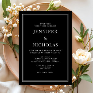 Invitation Mariage Élégant Classique Noir