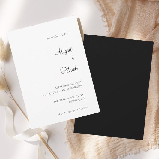 Invitation Mariage Élégant Classique Noir & Blanc