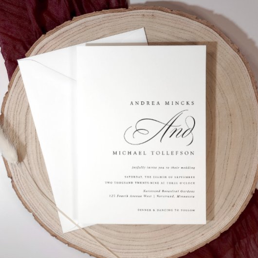 Invitation Mariage Élégant Classique Noir et Blanc