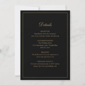 Invitation Mariage élégant classique noir et or (Dos)