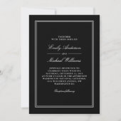 Invitation Mariage élégant classique noir simple (Devant)