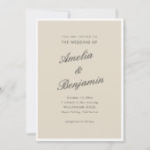 Invitation Mariage Élégant Classique Noms de Couple en Script (Devant)