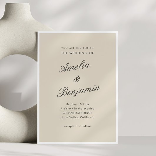 Invitation Mariage Élégant Classique Noms de Couple en Script