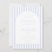 Invitation Mariage élégant classique rayé bleu  (Devant)