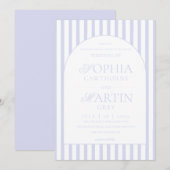 Invitation Mariage élégant classique rayé bleu  (Devant / Derrière)