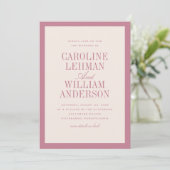 Invitation Mariage Élégant Classique Rose (Debout devant)