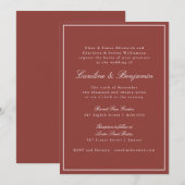 Invitation Mariage Élégant Classique Rouge Rouille Script (Devant / Derrière)