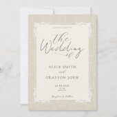 Invitation Mariage élégant classique script vintage beige (Devant)