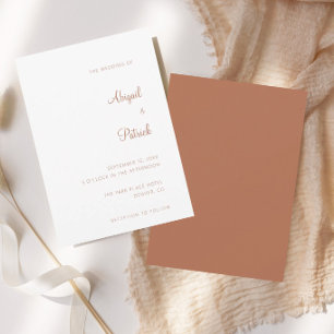 Invitation Mariage Élégant Classique Terracotta et Blanc