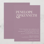 Invitation Mariage Élégant Classique Typographie Violet Pouss (Devant / Derrière)
