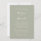 Invitation Mariage élégant classique vert émoussé (Devant)