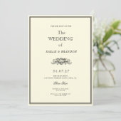 Invitation Mariage Élégant Classique Vintage (Debout devant)