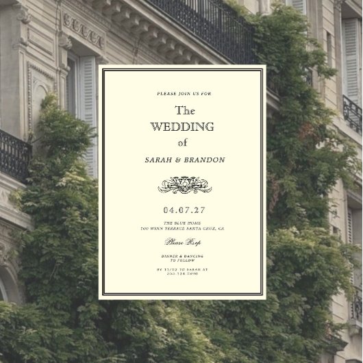 Invitation Mariage Élégant Classique Vintage