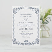 Invitation Mariage élégant classique vintage à budget code QR (Debout devant)