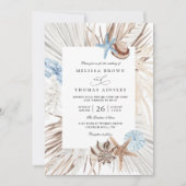 Invitation Mariage élégant code QR aquarelle mer plage bohème (Devant)