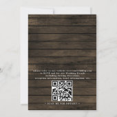 Invitation Mariage Élégant Code QR Bois de Grange Chic Rustiq (Dos)