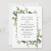 Invitation Mariage Élégant Code QR Botanique Rustique Verdure (Devant)
