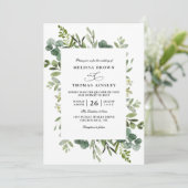 Invitation Mariage Élégant Code QR Botanique Rustique Verdure (Debout devant)