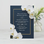 Invitation mariage élégant code qr chic floraison d'orchidée (Debout devant)