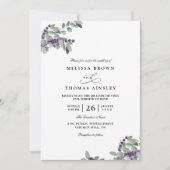 Invitation Mariage Élégant Code QR Floral Moderne Lavande (Devant)