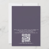 Invitation Mariage Élégant Code QR Floral Moderne Lavande (Dos)
