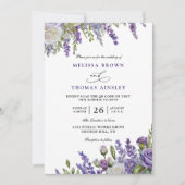 Invitation Mariage élégant code QR lavande violet clair (Devant)
