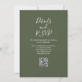 Invitation Mariage élégant code QR Olive Green Script (Dos)