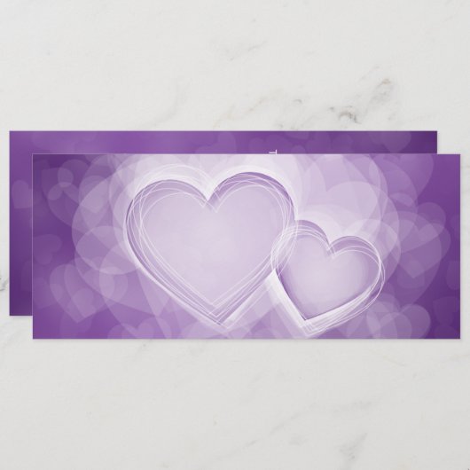 Invitation Mariage élégant Coeurs modernes violet (Devant / Derrière)