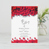 Invitation Mariage Élégant Cœurs Rouges (Debout devant)