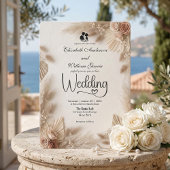 Invitation Mariage Élégant Crème Bohème Rose Rustique