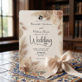 Invitation Mariage Élégant Crème Bohème Rose Rustique