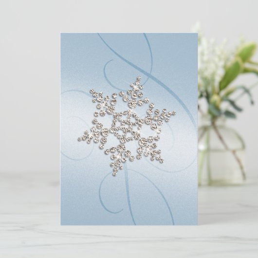 Invitation Mariage Elegant Crystal Snowflake (Debout devant)