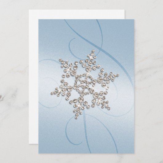 Invitation Mariage Elegant Crystal Snowflake (Devant / Derrière)
