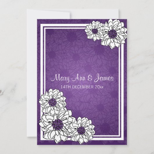 Invitation Mariage élégant Dahlia Floral Purple (Devant)