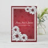 Invitation Mariage élégant Dahlia Rouge floral (Debout devant)