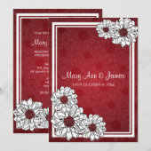 Invitation Mariage élégant Dahlia Rouge floral (Devant / Derrière)