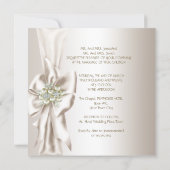Invitation Mariage élégant Damask Pearl Crème Bow blanc (Dos)