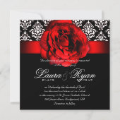 Invitation Mariage élégant Damask Rose rouge Noël (Devant)