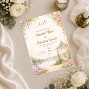 Invitation Mariage élégant dans un jardin