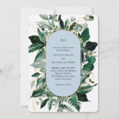 Invitation Mariage élégant dans un jardin botanique bleu pous (Devant)