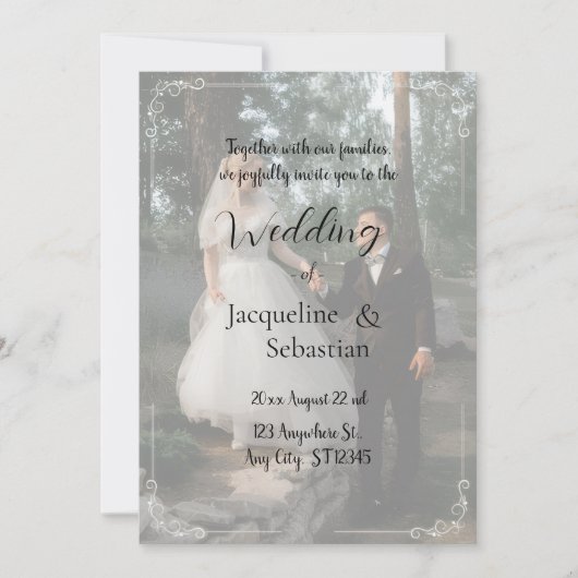 Invitation Mariage élégant dans une forêt brumeuse (Devant)