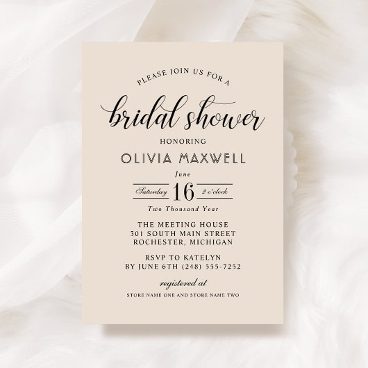 Invitation Mariage Élégant Date Script Mariage Shower de Fian