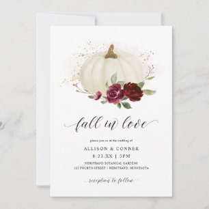 Invitation Mariage Élégant d'Automne avec Citrouille et Roses