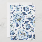 Invitation mariage élégant d'automne bleu et floral (Dos)