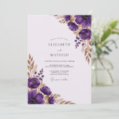 Invitation Mariage élégant d'automne violet (Debout devant)
