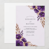 Invitation Mariage élégant d'automne violet (Devant / Derrière)