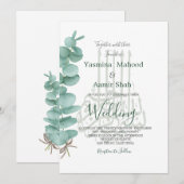 Invitation Mariage élégant de Bismillah Eucalyptus islamique (Devant / Derrière)